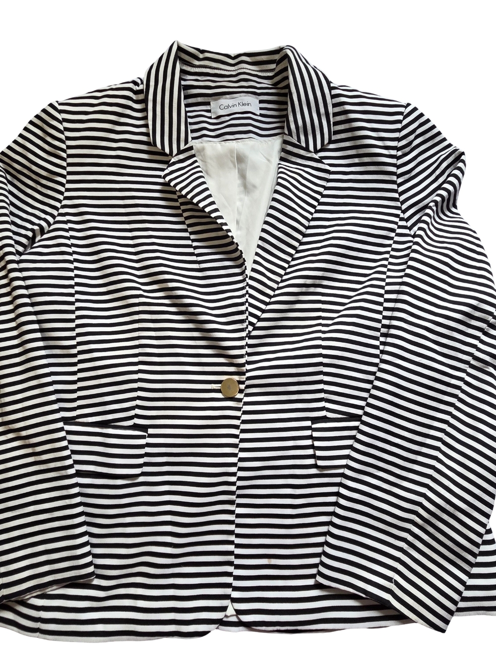 Calvin Klein Black & White Striped Blazer Jacket